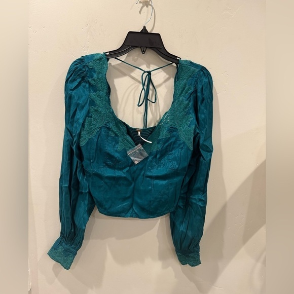 New Free People Janelle Lace Top in Green Jade SZ S 🔥🔥🔥 - Picture 4 of 7